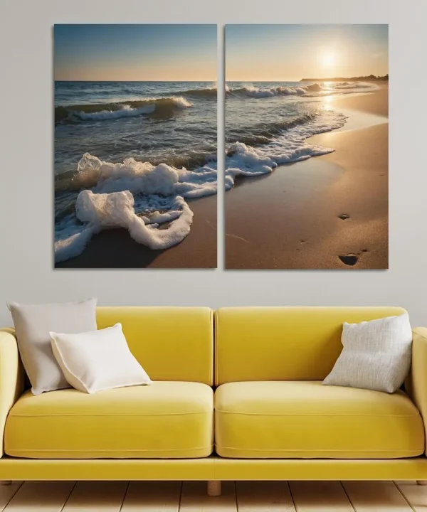 The Blissful Embrace of Ocean Waves 2 Piece HD Canvas Wall Art