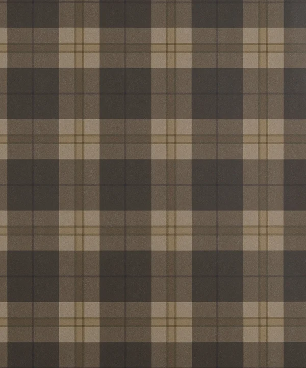 T44074 | Stripes & Checks Resource, Douglas Plaid, Brown Thibaut Wallpaper