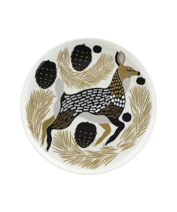 Oiva Peura Plate 20cm in white, coal, mud, light grey, red