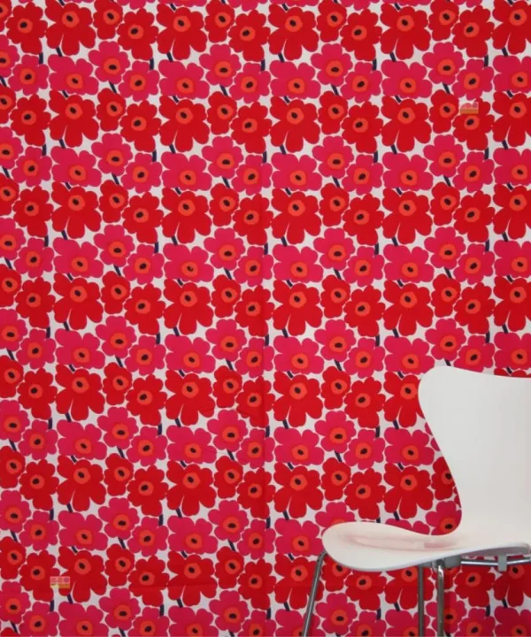Mini Unikko Fabric in Red and Pink