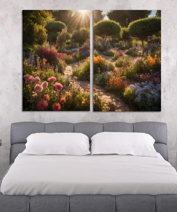 The Enchanted Garden of Crystal Blooms 2 Piece HD Canvas Wall Art