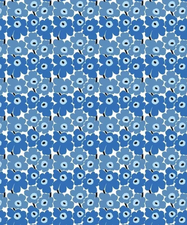 Mini Unikko Fabric in white, blue