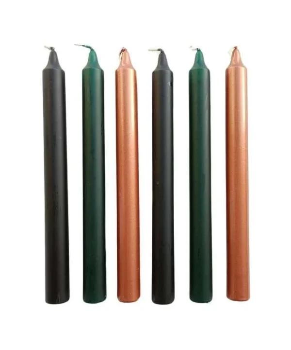 Camp Fire Taper Candle 240mm set of 6 in copper, black, hunter