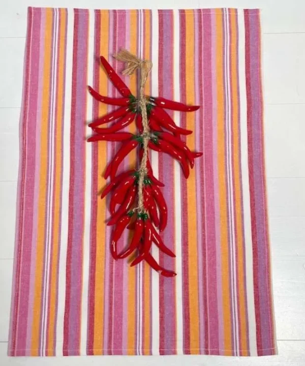 Lou Lou Stripe Tea Towel in pink