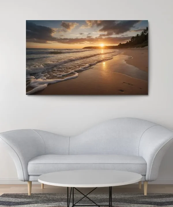 The Golden Shores of Sunset Beach 1 Piece HD Canvas Wall Art