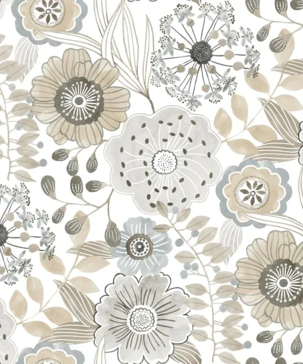 Zm2894 | Artisan Studio, Artistic Bouquet Neutral York Wallpaper