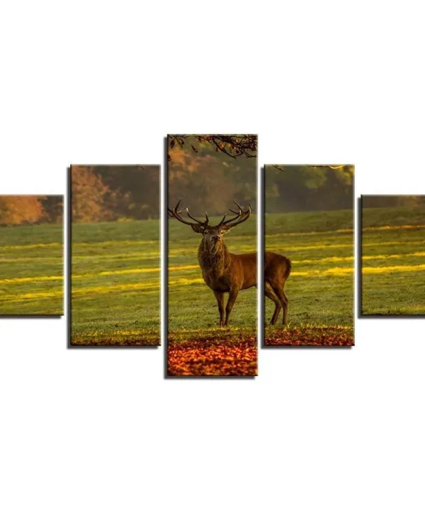 Beautiful Male Deer 5 Piece HD Multi Panel Canvas Wall Art Frame