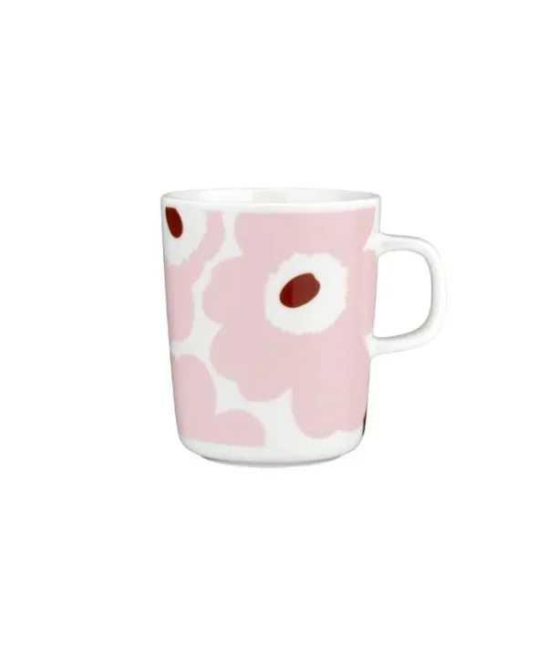 Oiva Unikko Mug 250ml in white, light pink, chestnut