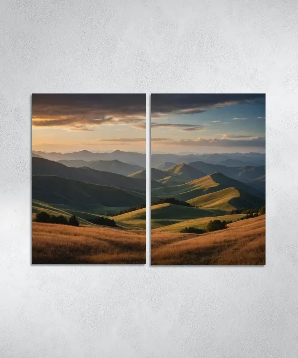 The Splendor of Distant Mountain Ranges 2 Piece HD Canvas Wall Art