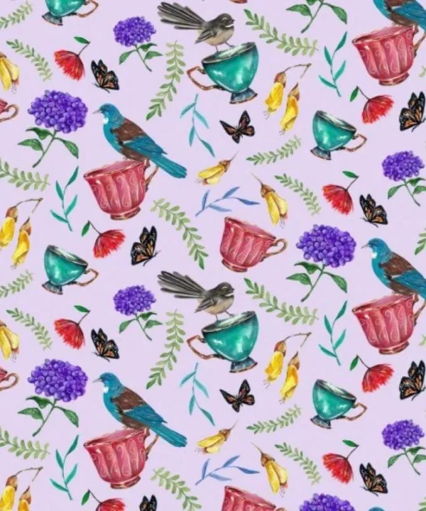 Garden High Tea Fabric in purple