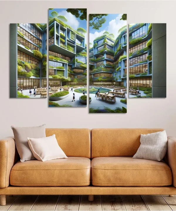 Nature-Centric Education Buildings 4 Piece HD Canvas Wall Art