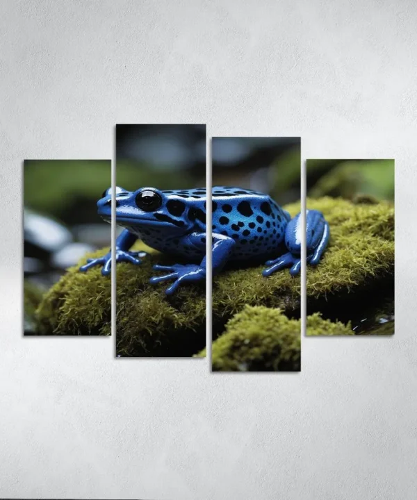 The Striking Blue Poison Dart Frog 4 Piece HD Canvas Wall Art