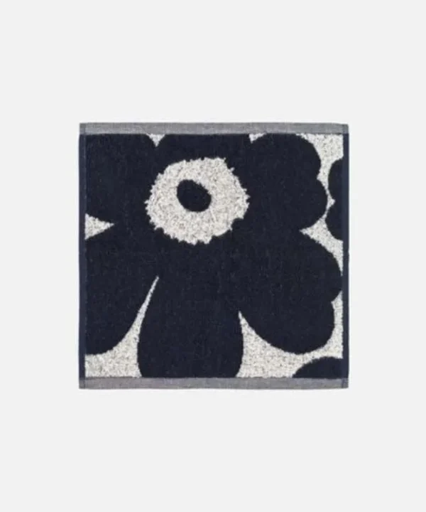 Unikko Facecloth 30x30cm in cotton, dark blue
