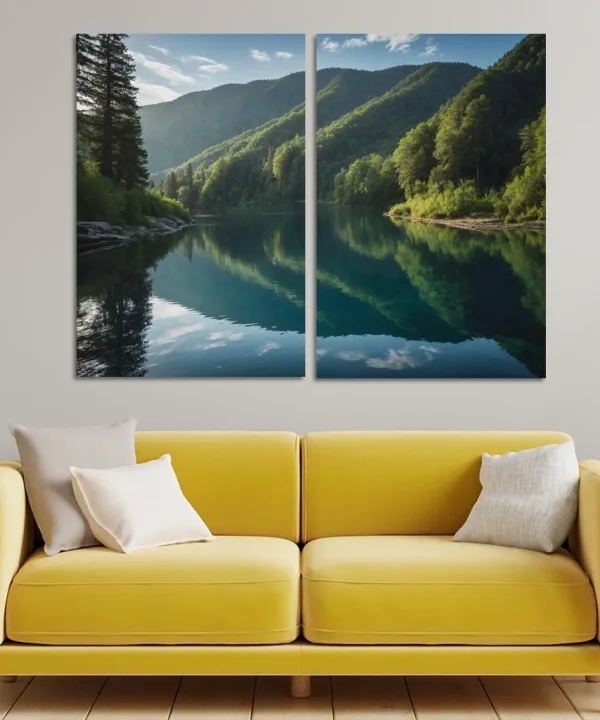 The Mesmerizing View of Crystal Blue Lakes 2 Piece HD Canvas Wall Art
