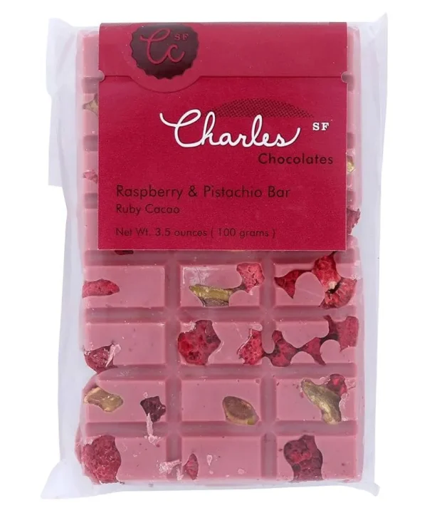 Charles Chocolates 'Raspberry & Pistachio' Ruby Cacao Bar (3.5OZ)