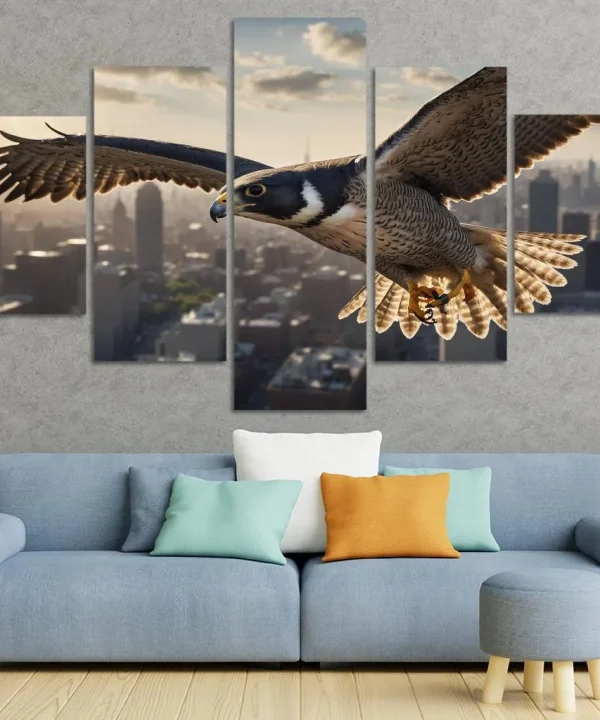 The Agile Peregrine Falcon Nature's Speed Demon 5 Piece HD Canvas Wall Art
