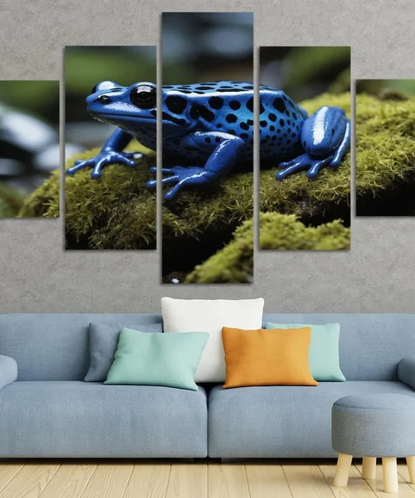The Striking Blue Poison Dart Frog 5 Piece HD Canvas Wall Art