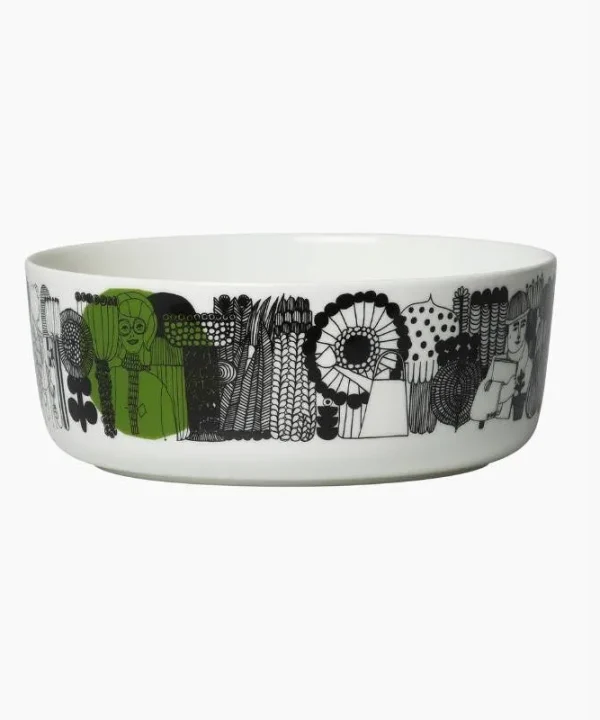 Siirtolapuutarha Bowl 1.5L in black, white, green