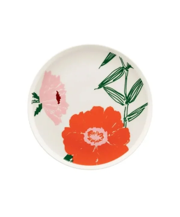 Oiva Puutarhakutsut Plate 20cm in white, green, orange