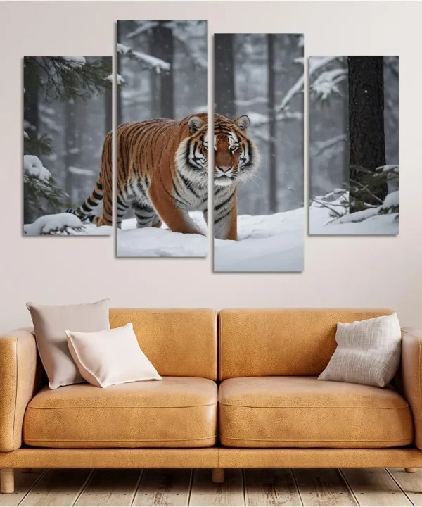 The Powerful Siberian Tiger The Forest's Ghost 4 Piece HD Canvas Wall Art