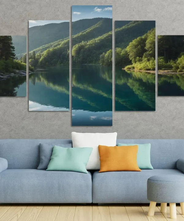 The Mesmerizing View of Crystal Blue Lakes 5 Piece HD Canvas Wall Art