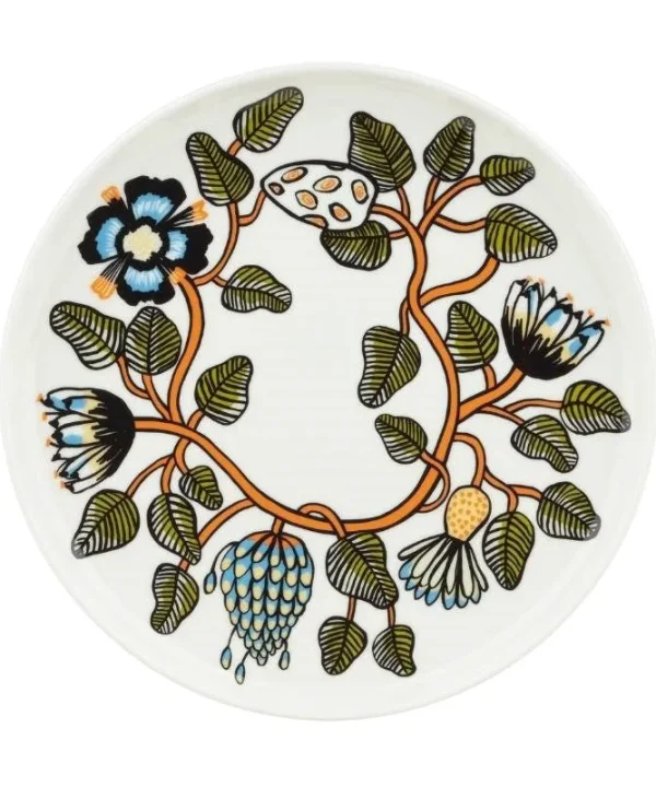 Tiara Plate 25cm in white, warm orange, green