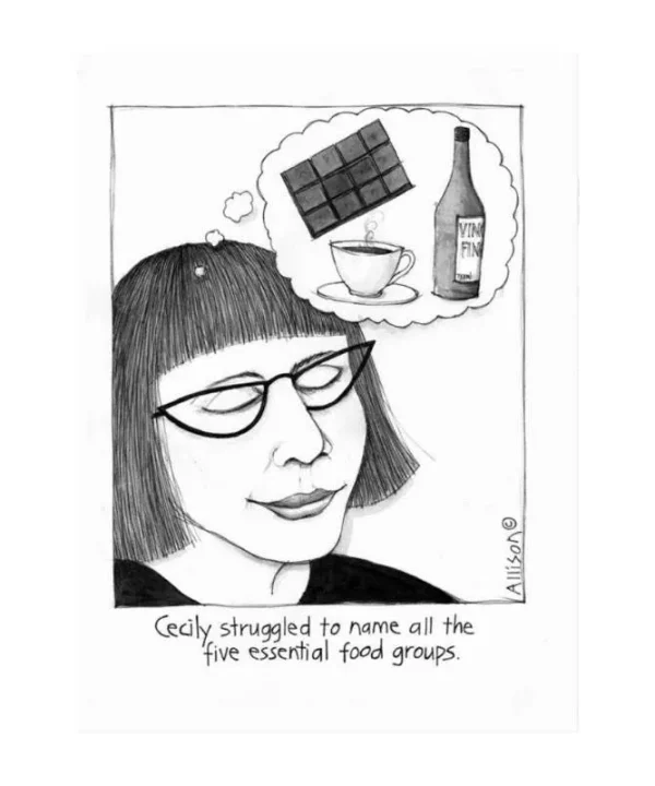 Cecily 5 Essential Food Groups Tea Towel
