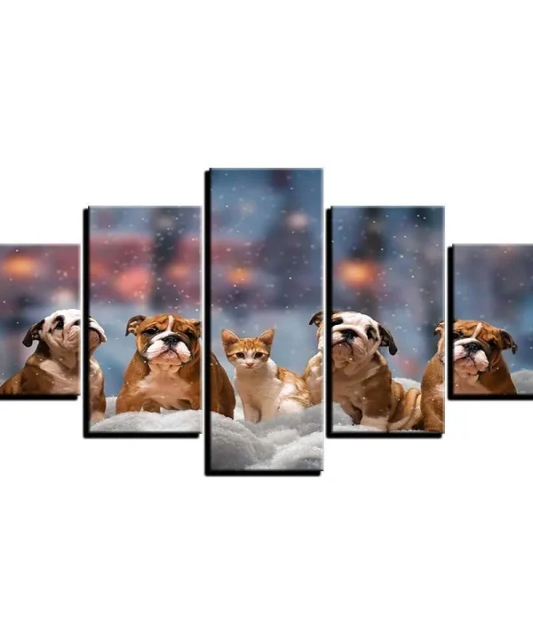 Animals 5 Piece HD Multi Panel Canvas Wall Art Frame