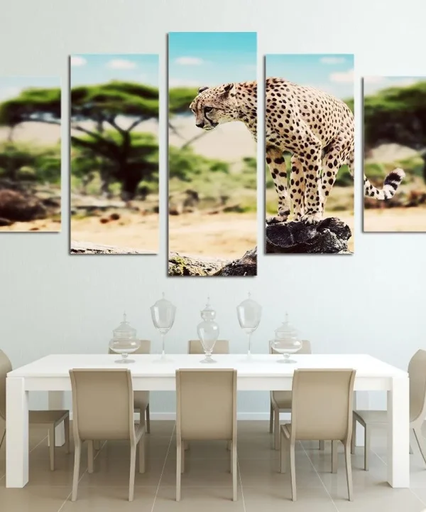 Leopard 5 Piece HD Multi Panel Canvas Wall Art Frame