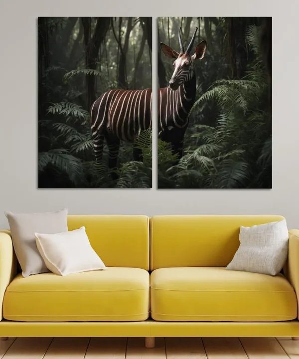 The Awe-Inspiring Okapi Forest's Mysterious Grazer 2 Piece HD Canvas Wall Art