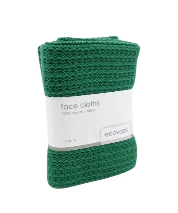 Emerald Organic Knitted Facecloths Set of 2