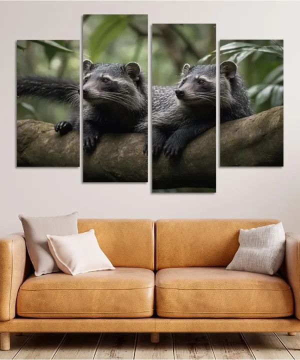 The Charming Binturong The Bearcat of the Rainforest 4 Piece HD Canvas Wall Art