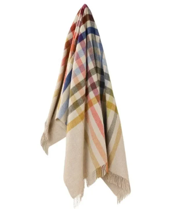 Henley Merino Wool Throw 185x140cm in beige, multi