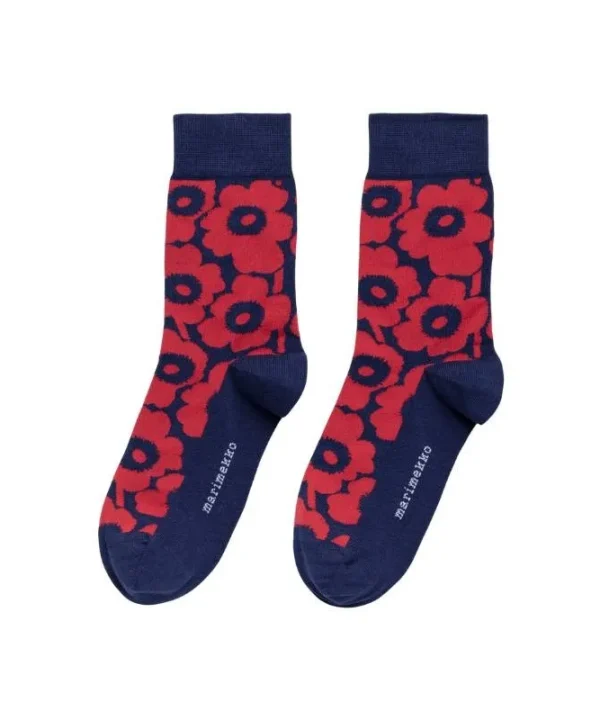 Kirmailla Unikko Tone Ankle Socks in red, dark navy