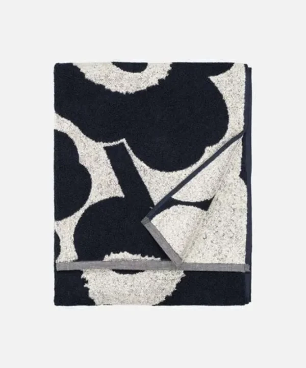 Unikko Bath Towel 70x150cm in cotton, dark blue