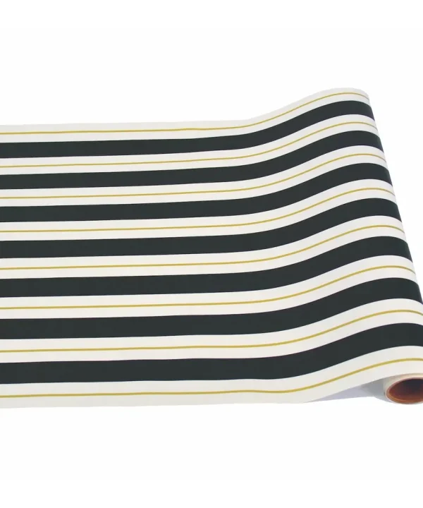 Black & Gold Awning Stripe Table Runner