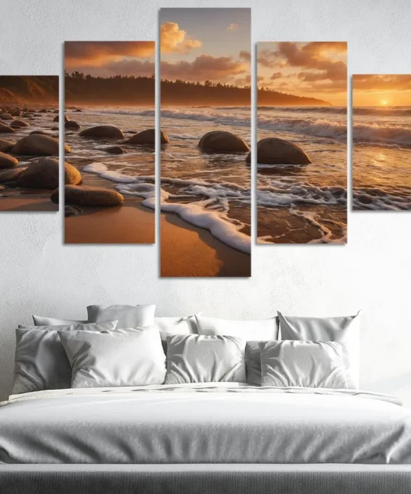 The Enchanted Coast of Amber Waves 5 Piece HD Canvas Wall Art