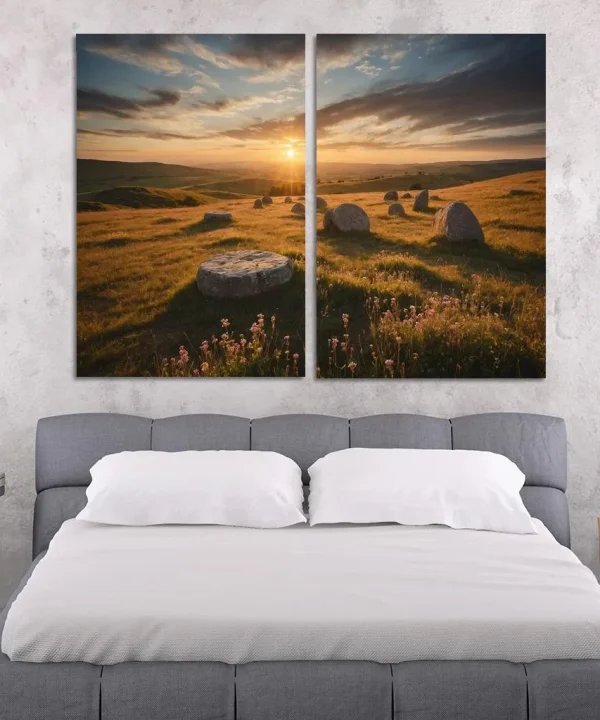 The Timeless Harmony of Ancient Stone Circles 2 Piece HD Canvas Wall Art