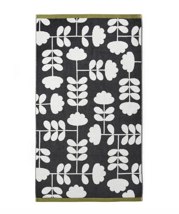Cut Stem Bath Towel in moss, charcoal