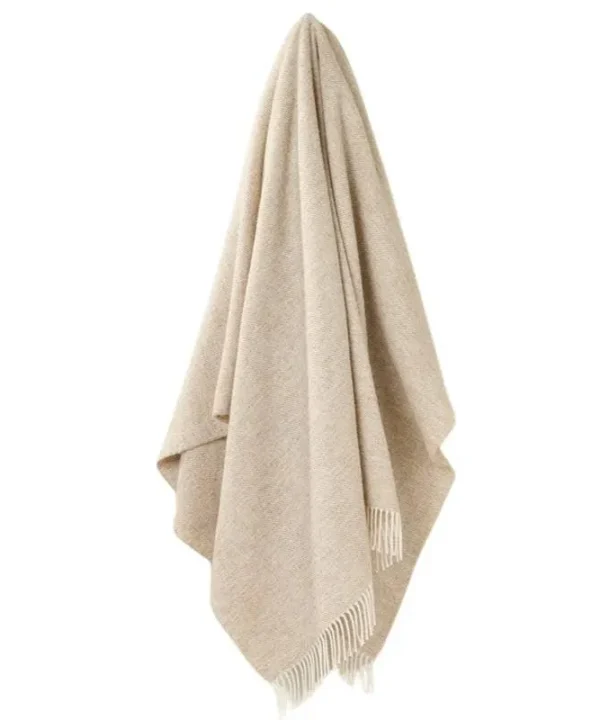 Herringbone Wool Throw 185x140cm in natural