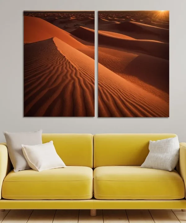 The Majestic Glow of Crimson Dunes 2 Piece HD Canvas Wall Art