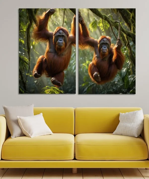 The Majestic Bornean Orangutan 2 Piece HD Canvas Wall Art