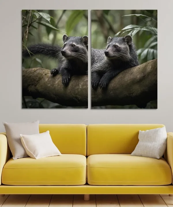The Charming Binturong The Bearcat of the Rainforest 2 Piece HD Canvas Wall Art