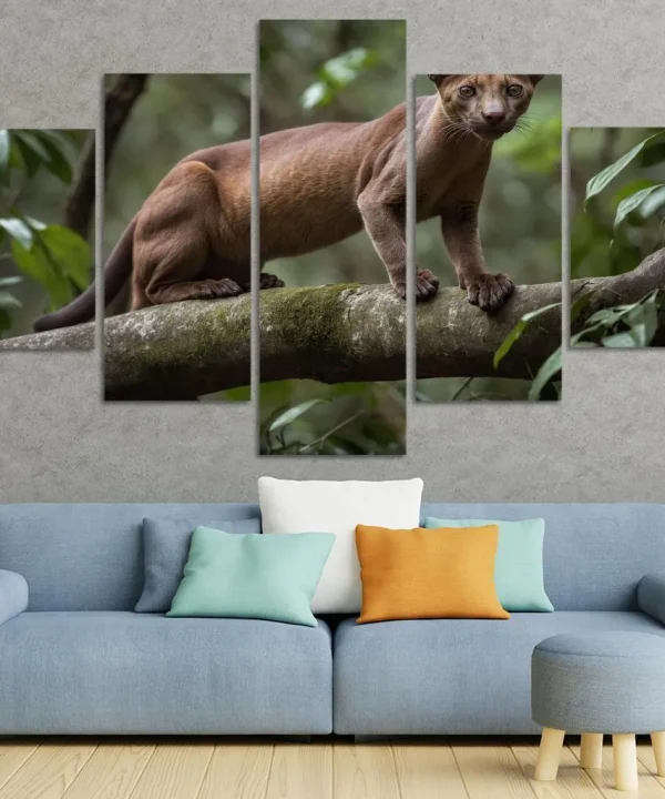 The Unique Fossa in Madagascar's Forests 5 Piece HD Canvas Wall Art