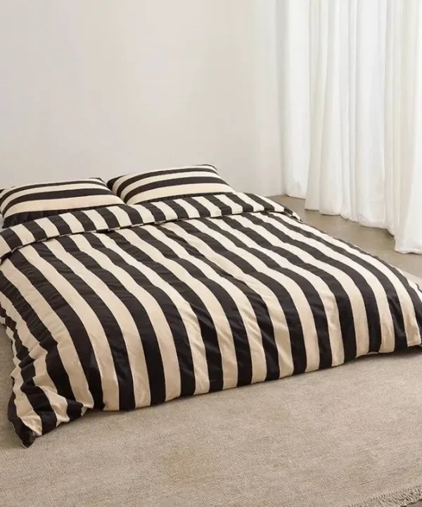 Striped Quilt Cover in vanilla bean stripes