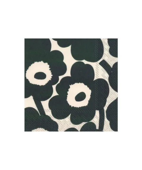 Cocktail Serviettes in Unikko Cream Green