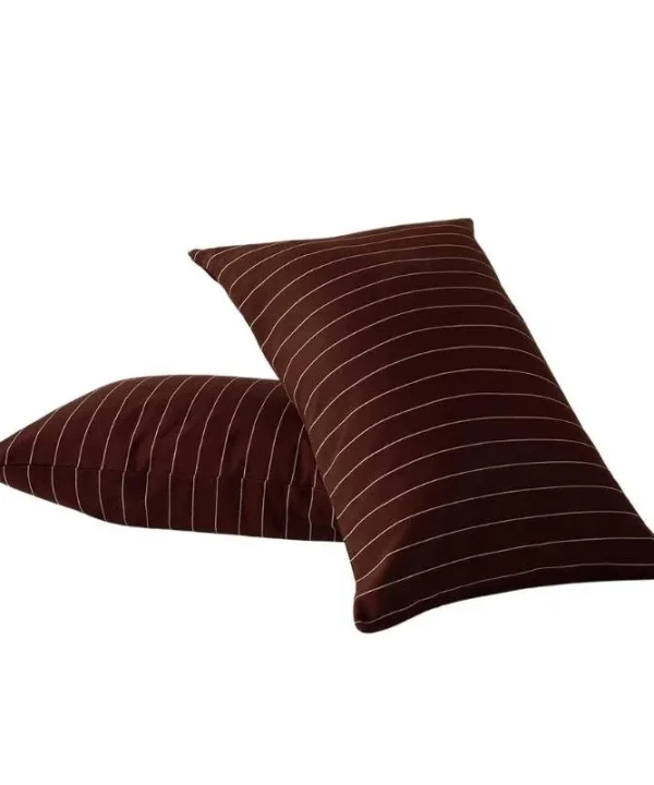 Striped Pillowcase Pair in mahogany