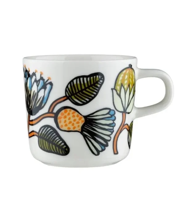 Tiara Coffee Cup 200ml in white, warm orange, green