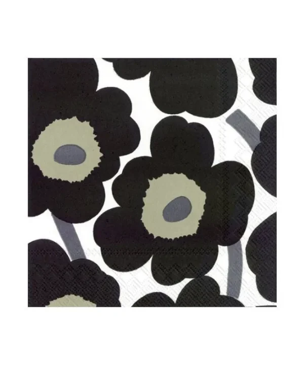 Serviettes in Unikko White Black