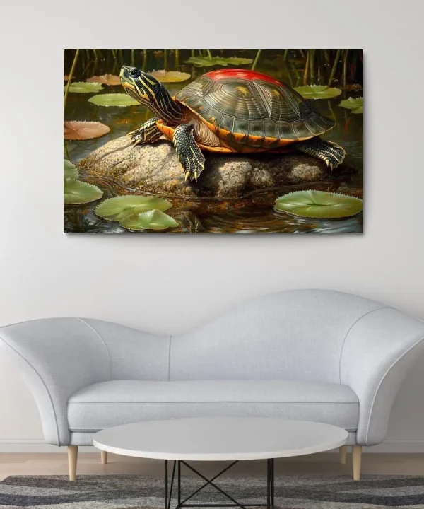 The Majestic Red-Eared Slider The Freshwater Delight 1 Piece HD Canvas Wall Art